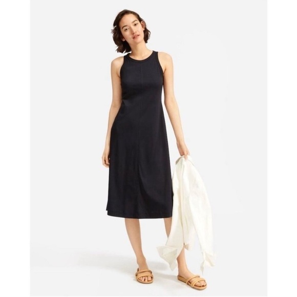Everlane Dresses & Skirts - Everlane The Luxe Cotton Seamed Tank Midi Dress in Black sz S Sleeveless Stretch